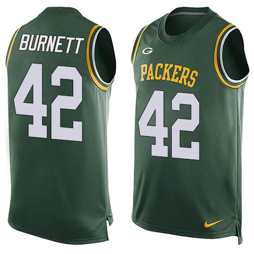 Nike Packers #42 Morgan Burnett Green Team Color Men's Stitched NFL Limited Tank Top Jersey